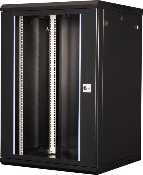 - 18U 19" Duvar Tipi Rack Kabinet – Genişlik: 600 mm | Derinlik: 600 mm – Siyah