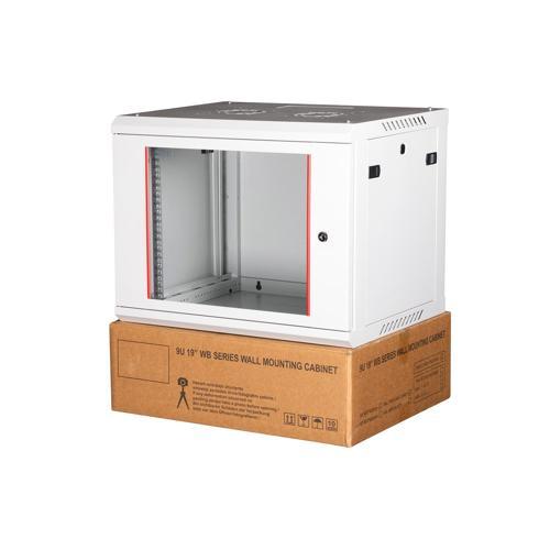 - 9U 19" Duvar Tipi Rack Kabinet – Genişlik: 600 mm | Derinlik: 450 mm – Açık Gri (Demonte)