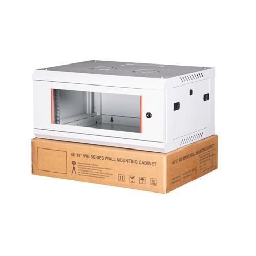 - 4U 19" Duvar Tipi Rack Kabinet – Genişlik: 600 mm | Derinlik: 450 mm – Açık Gri (Demonte)