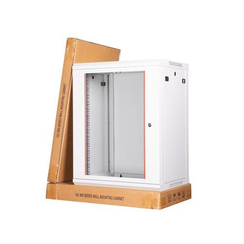 - 15U 19" Duvar Tipi Rack Kabinet – Genişlik: 600 mm | Derinlik: 450 mm – Açık Gri (Demonte)