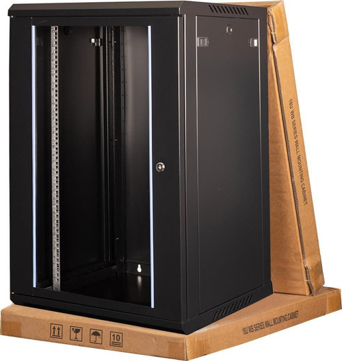 - 18U 19" Duvar Tipi Rack Kabinet – Genişlik: 600 mm | Derinlik: 450 mm – Siyah (Demonte)