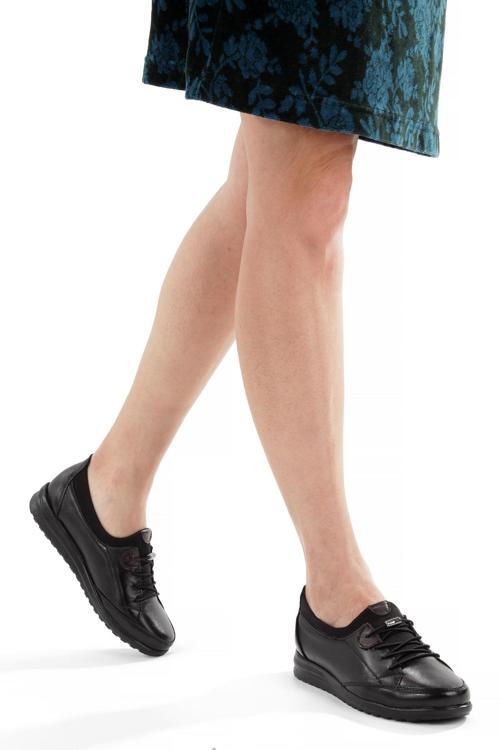 Artı-Artı014-BB-0051  Hakiki Deri Günlük Ortopedik Kadın Siyah Babet Ayakkabı