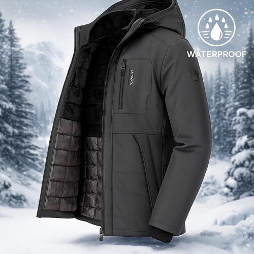 Outdoor Kapüşonlu Su Ve Rüzgar Geçirmez Kapitone İçi Kürklü Elyaf Dolgulu Softshell Mont