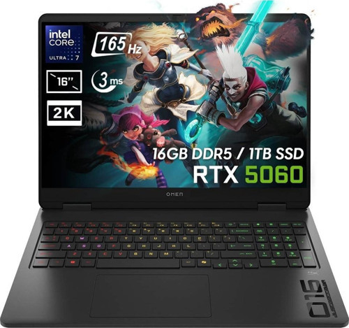 OMEN 16-am0018nt Intel Core Ultra 7-255H BQ1Z1EA FR1 16 GB DDR5 1 TB RRTX5060 8GB WQXGA 165Hz 3ms Windows 11 Home 16" Gaming Laptop