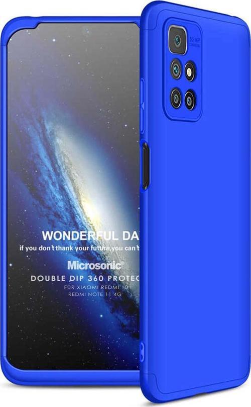 Xiaomi Redmi 10 2022 Kılıf Double Dip 360 Protective Mavi
