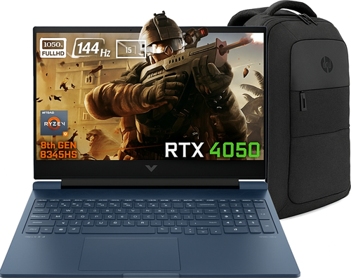 Victus 16-S1023NT AMD Ryzen 7-8845HS 9Z795EA FR116 32-GBDDR5 4 TBSSD RTX4050 6GB 16.1 inç 144Hz Full HD Windows 11 Pro Gaming Laptop + Çanta