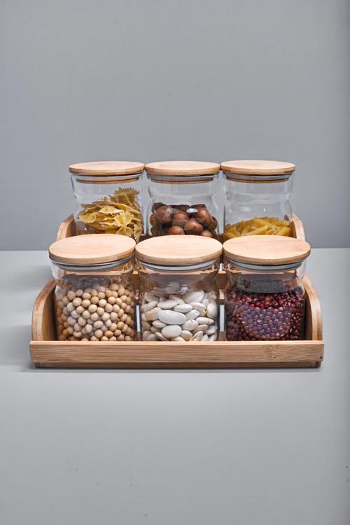 Sky 6'lı Standlı Cam Kavanoz Saklama Takımı