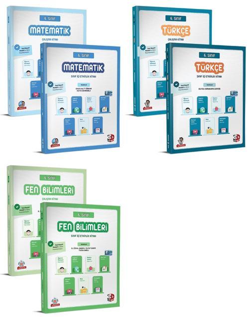 3D 2026 6. Sınıf Matematik + Türkçe + Fen Ek Sınıf İçi Kitabı + Çalışma Kitabı Seti 6 Kitap