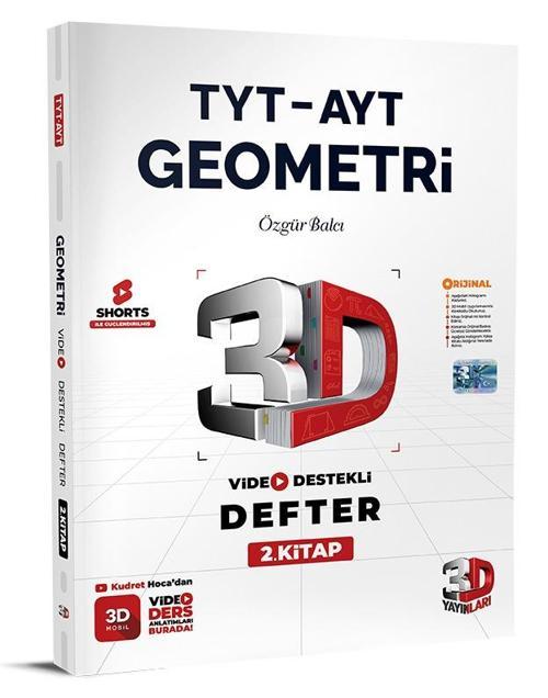 3D Yayınları 2026 Tyt Ayt Geometri 2. Kitap Video Destekli Defter