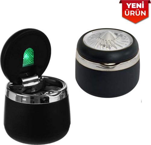 Lüx Portatif Seramik Oto Küllük, Işıklı Kapaklı Gümüş BR2944644