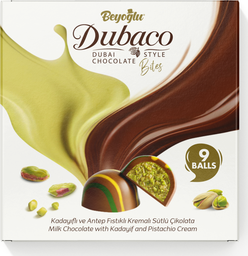 Beyoğlu Dubaco Çıtır Kadayıflı Ve Antep Fstık Kremalı Dubai Topları 9'lu(99Gr.)