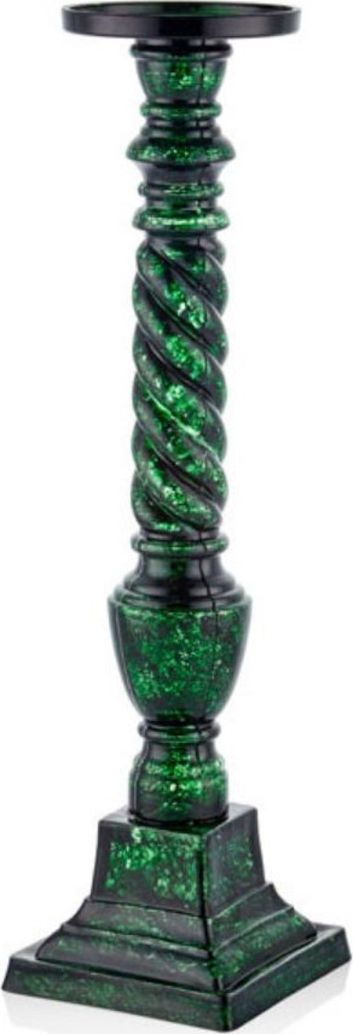 HELIX LARGE GREEN GLASS CANDLE HOLDER 15X15X54 CM