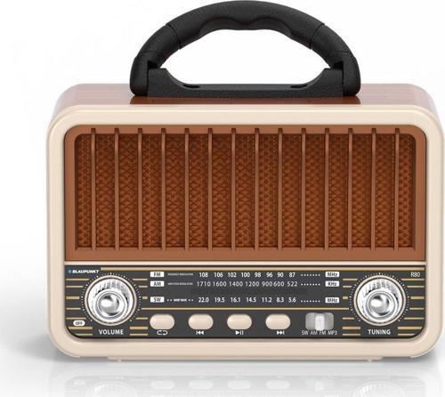 R80 Nostaljik Radyo BT 5.3 Type-C Destekli FM AM SW Hafızalı Şarjlı Kahverengi