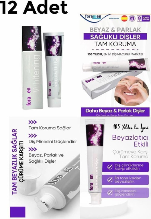 12 Adet Whitening Beyazlatıcı Büyük Boy Diş Macunu 125 gr