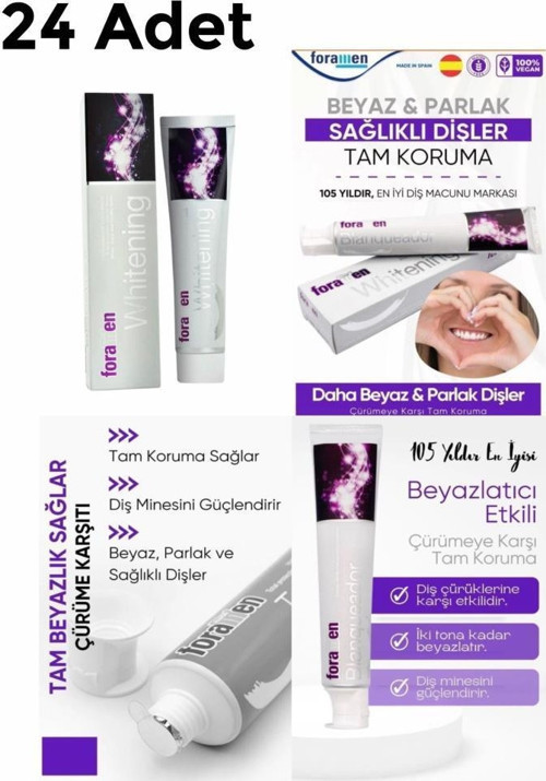 24 Adet Whitening Beyazlatıcı Büyük Boy Diş Macunu 125 gr