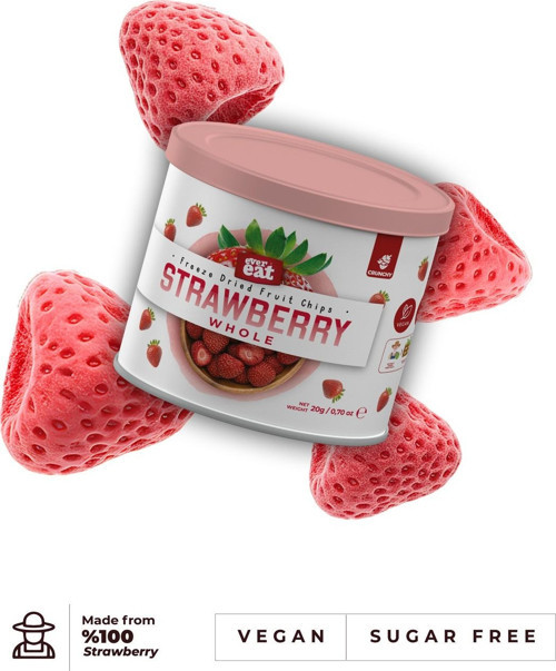 Dondurularak Kurutulmuş Bütün Çilek - Freeze Dry Teneke Kutu