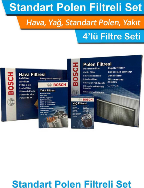 Hyundai İX35 2.0 CRDI Bosch Filtre Bakım Seti 2010-2015 Hava+Yağ+Yakıt+Standart-Polen