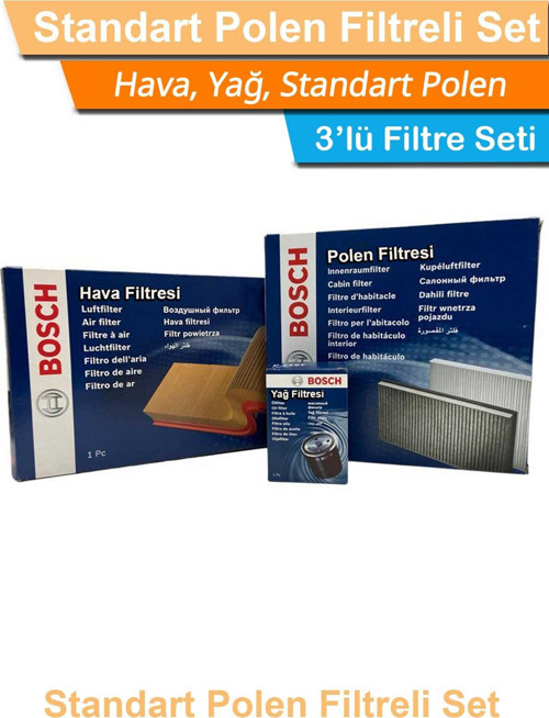 Hyundai İ10 1.0 Benzinli Bosch Filtre Bakım Seti 2013-2019 Hava+Yağ+Standart-Polen