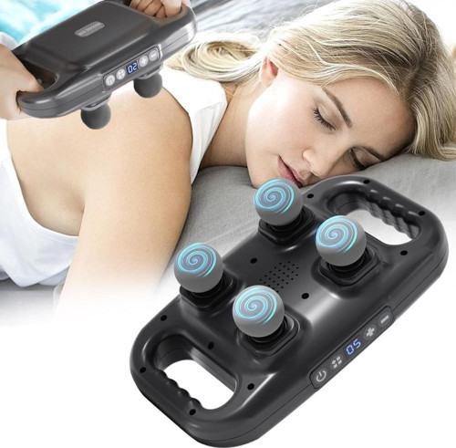 4 Başlıklı Masaj Tabancası Ergonomik Derin Doku Sırt ve Boyun Masaj Aleti Ağrı ve Sızı Giderici