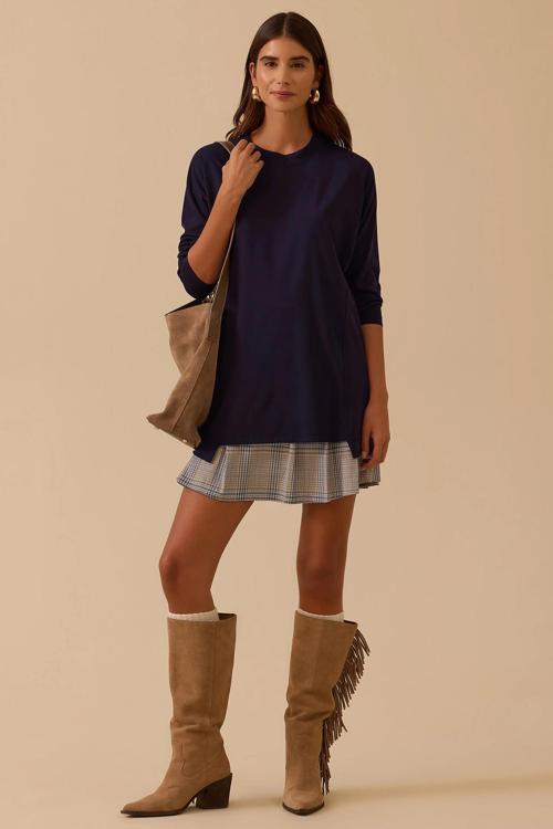 Kadın Sıfır Yaka Basic Tunik 1025 Lacivert