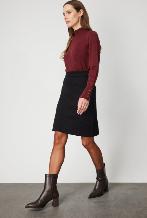 Kadın Düz Mini Triko Etek 69203 Siyah