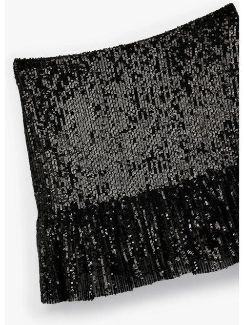 Astarlı Payetli Kloş Mini Etek Pullu