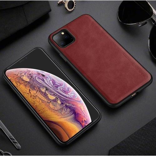 Apple iPhone 11 Pro Max Hakiki Deri, Darbeye Dayanıklı Arka Telefon Kapak Bordo
