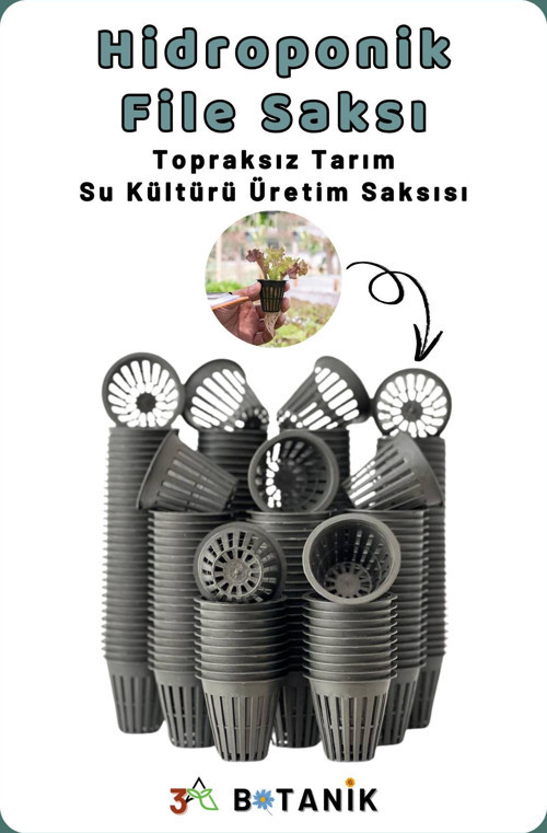 Topraksız Tarım File Saksı, Hidroponik Su Kültürü Üretim Saksı, 100 Adet