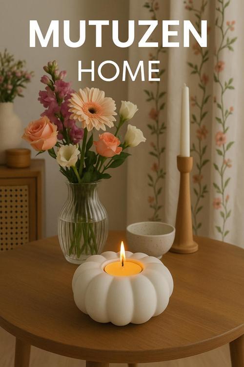 Bal Kabağı Şeklinde Dekoratif Mumluk - El Yapımı Şık Masa Üstü Aksesuar - Taş Tozu