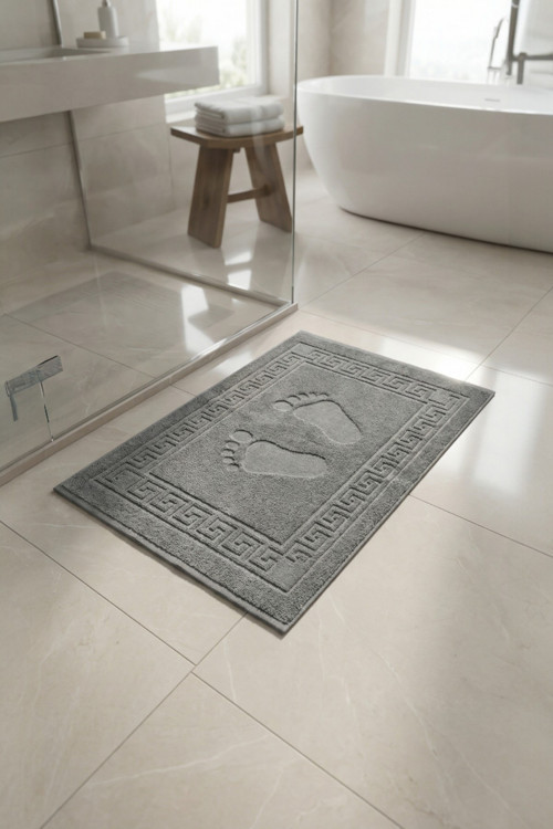 Antrasit Greek Ayak Havlusu - 50x70 Cm, 245 Gr, %100 Pamuk, Spa Ve Otel Banyo Paspası, Günlük Kullanıma Uygun