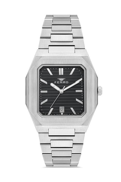 F11653AWT-A2 Quartz Çelik Gri Siyah Kadran 39 mm Erkek Kol Saati