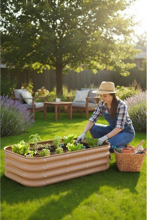 Modüler Yükseltilmiş Bahçe Yatağı Yükseltilmiş Sebze Yatağı No:4 (110X60) Bej