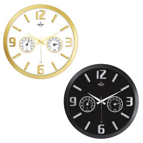 TERMOMETRELİ ISI - NEM ÖLÇER KABARTMA RAKAMLI DUVAR SAATİ ÇAP: 38 CM (5314)