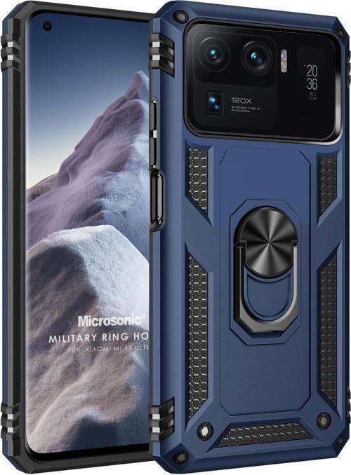 Xiaomi Mi 11 Ultra Kılıf Military Ring Holder Lacivert
