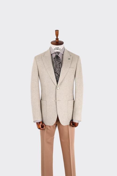 Kırlangıç Yaka Kruvaze Erkek Ceket-KAX5951W