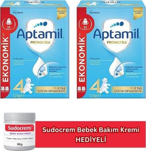 4 Pronutra Çocuk Devam Sütü1200 gr x 2 Adet(Sudocrem Hediyeli)