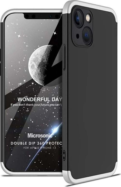 Apple iPhone 13 Kılıf Double Dip 360 Protective Siyah Gri