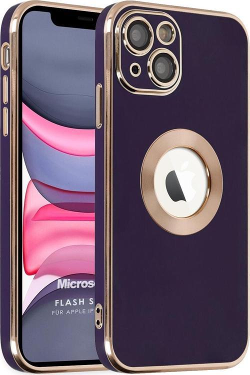 Apple iPhone 13 Kılıf Flash Stamp Koyu Mor