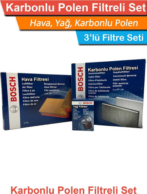 Seat İbiza 1.4 Benzinli Bosch Filtre Bakım Seti 2006-2015 Hava+Yağ+Karbonlu-Polen