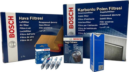 Ford Focus 1 1.6 Benzinli Bosch Filtre Bakım Seti 1998-2005 Hava+Yağ+Karbonlu Polen+Buji Seti+Orj Benzin Filtresi