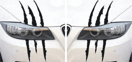 Monster Canavar Pençe Izi Uzun Siyah Far Oto Özel Sticker