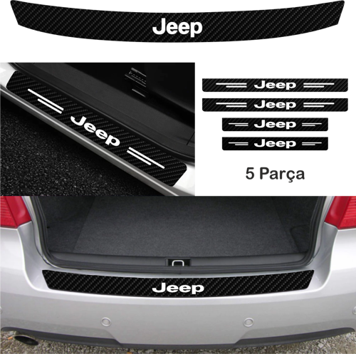 Jeep İçin Özel Uyumlu Aksesuar Oto Bağaj Ve Kapı Eşiği Özel Sticker Set Karbon