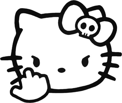 Hello Kitty Kötü Bakışlı Kedi Tasarım Özel Sticker 20 Cm