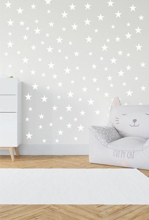 Bebek Ve Çocuk Odası Dekoratif Yıldız Özel Sticker Beyaz