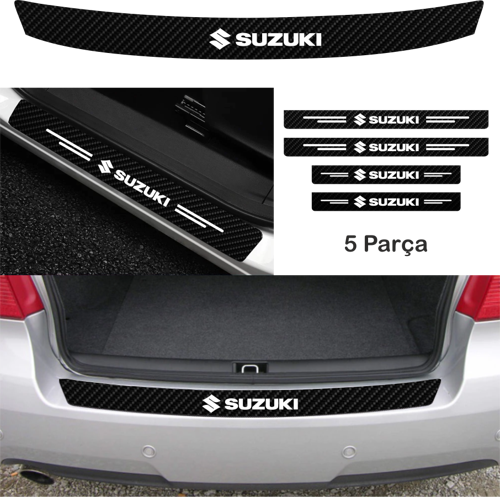 Suzuki Wagon-R İçin Özel Uyumlu Aksesuar Oto Bağaj Ve Kapı Eşiği Özel Sticker Set Karbon