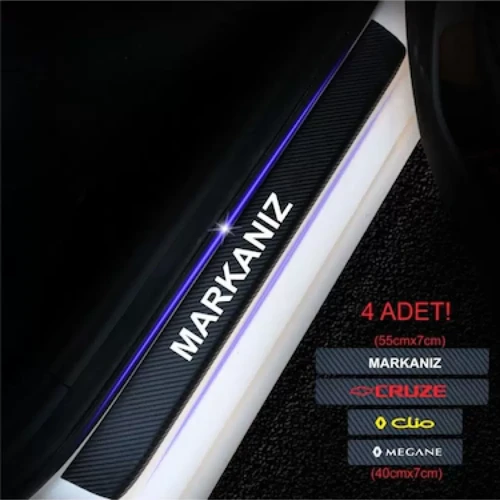 Fiat Marea İçin Özel Uyumlu Oto Kapı Eşikleri Sticker Karbon 4 Adet