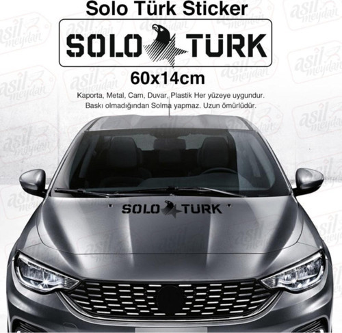 Solo Türk Yazılı Kartal Yıldız Oto Özel Sticker Siyah 60*14 Cm