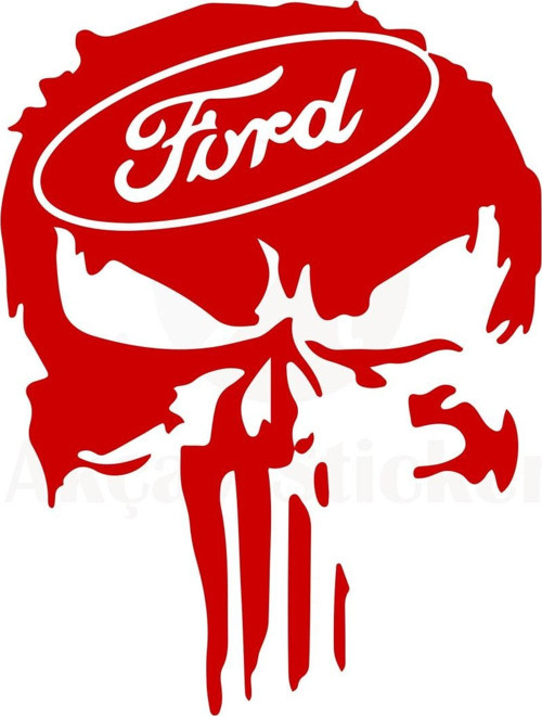 Ford İçin Özel Uyumlu Aksesuar Kuru Kafa Oto Özel Sticker Kırmızı 30*25 Cm