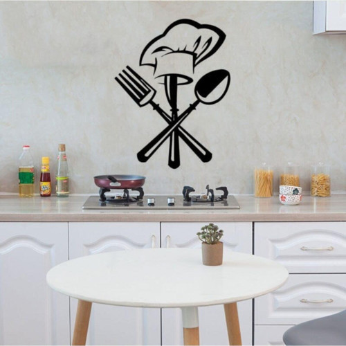 Mutfak Duvar Aksesuar Siyah Çatal Bıçak Mutfak Özel Sticker