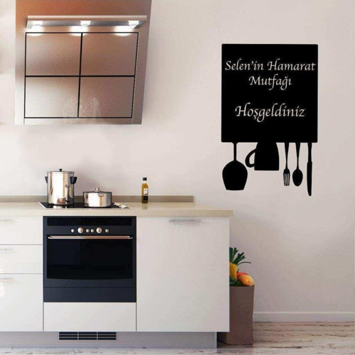 Isme Özel Hamarat Mutfağı Yazılı Dekoratif Mutfak Duvar Özel Sticker 95X60 Cm
